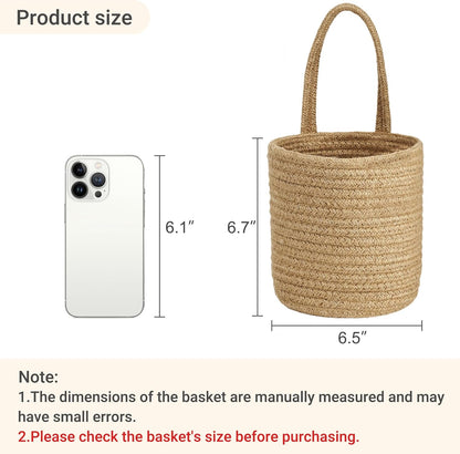 Dahey 2 Pack Wall Hanging Rope Basket with Artificial Eucalyptus Farmhouse Decor, Jute Woven