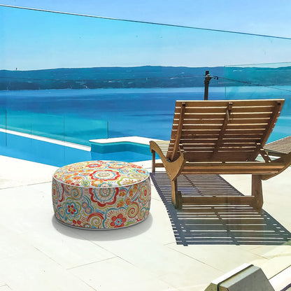 LVTXIII Indoor/Outdoor Inflatable Ottoman, All Weather Round Footrest Stool D21”x H9”, Portable for