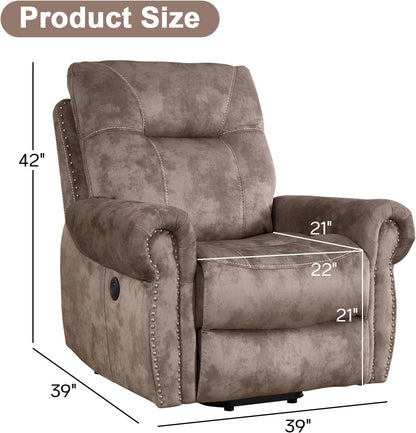 EBELLO Electric Power Recliner Chair with Massage and Heat, Soft Fabric Massage Recliner for