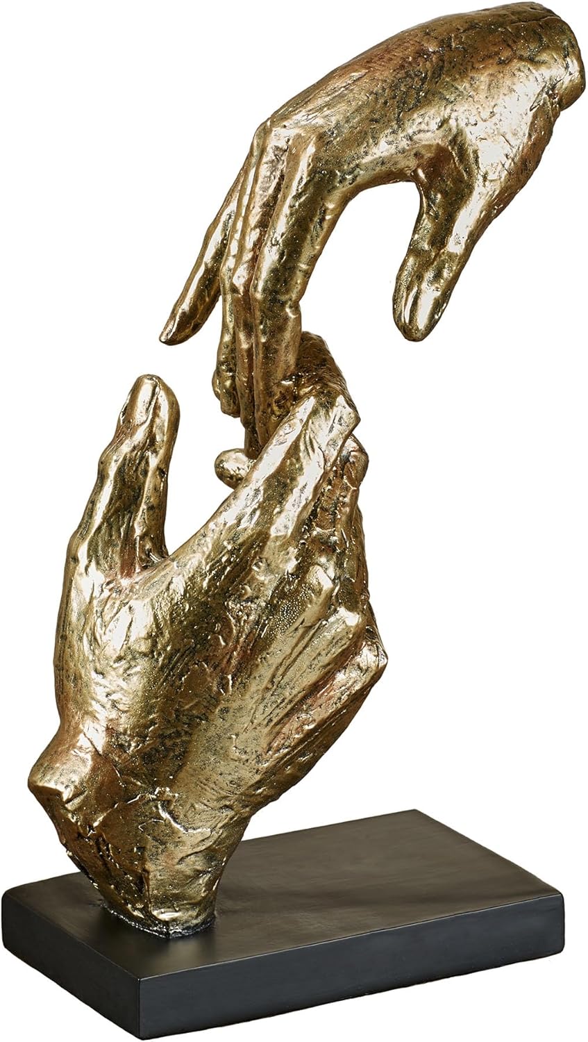Touch of Class Loving Hands Table Sculpture - Gold - Made of Resin - Contemporary Art Statue - Sign