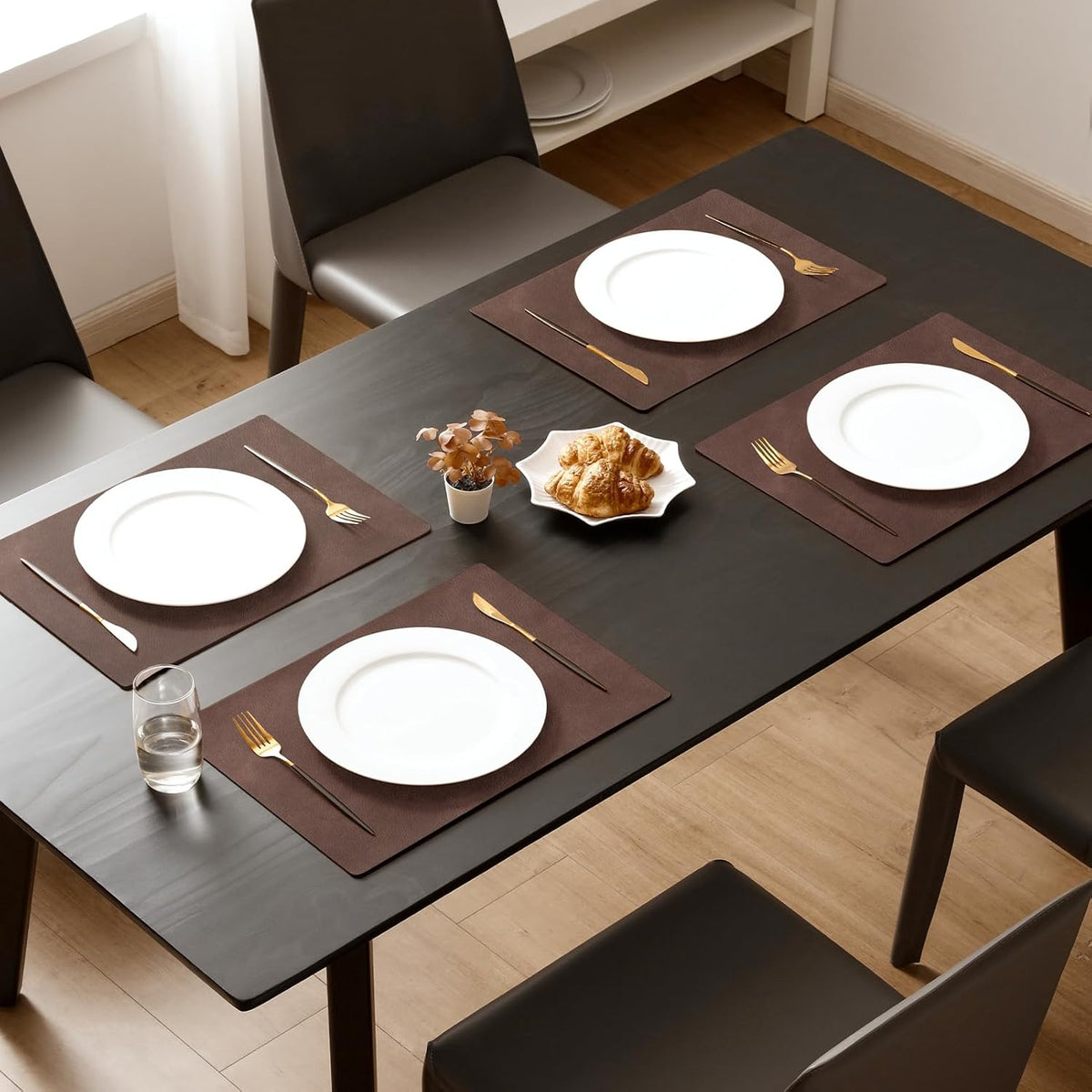 MOSAYT Vinyl Placemats Set of 8-12 X 17 Inch - Faux Leather 100% Waterproof Oil-Proof Wipeable PU