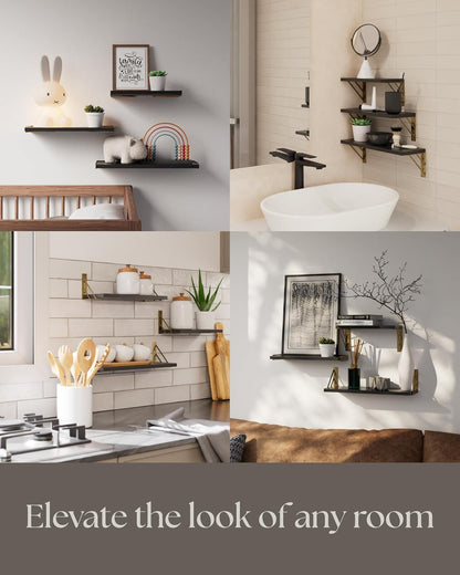 BAYKA Wall Shelves for Bedroom Decor, Floating Wall Shelves for Living Room Kitchen Storage, Wall