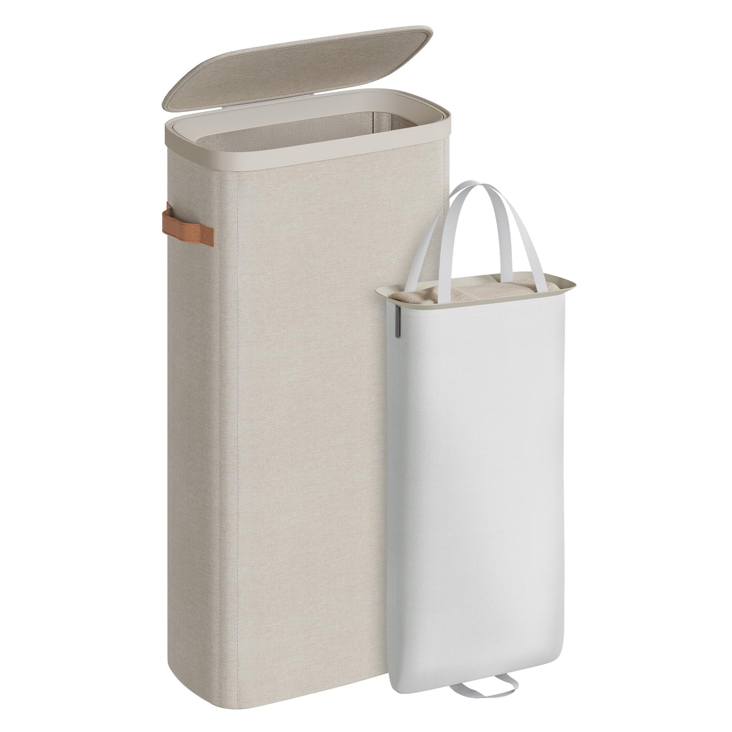 SONGMICS Laundry Basket, 17.2 Gal. Laundry Hamper, Easy Assembly, with Lid and Handles, Removable