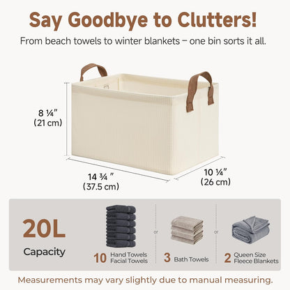 StorageWorks Storage Bins, Shelves Baskets for Organizing, Fabric Closet Organizers with Handles