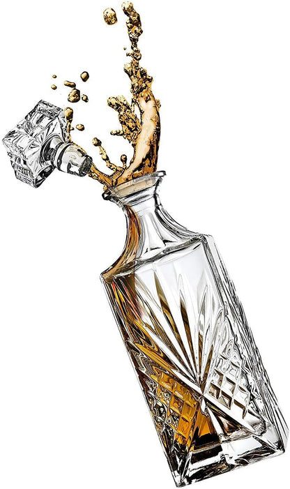 Godinger Whiskey Decanter and 6 Whiskey Glasses Bar set, for Liquor Scotch Bourbon Wine - Dublin