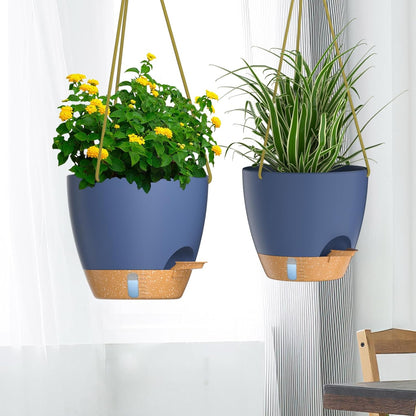 ZMTECH 10 Inch Hanging Planters for Indoor Outdoor Plants, 2 Pack Self Watering Hanging Plant Pots