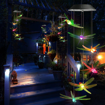 Toodour Solar Wind Chimes Outdoor, Color Changing Solar Lights Dragonfly, Gifts for Mom Grandma