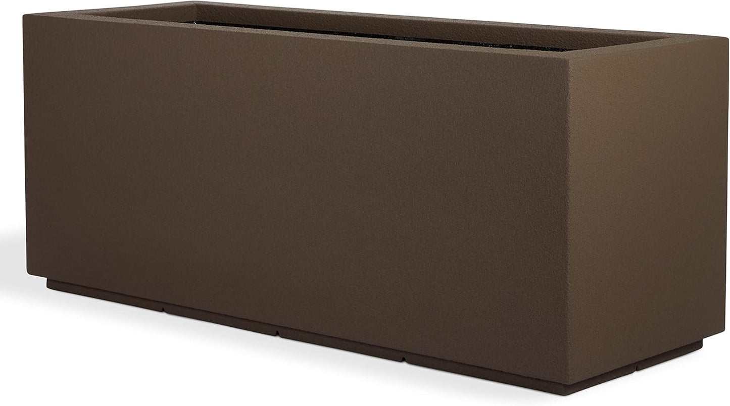 PolyStone Milan Tall Modern Outdoor/Indoor Rectangular Trough Planter, 17" L X 46" W X 19" H