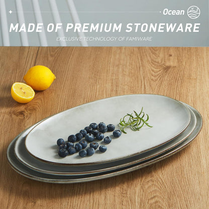 famiware Serving Platter, Oval 15.59/14.3/12.9inch Serving Dishes for Entertaining, Serving Bowls