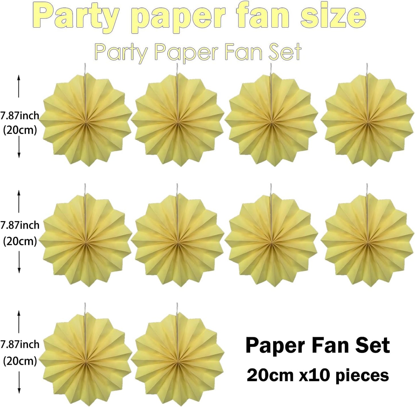 Yellow Hanging Paper Fans,Yellow Accessories Paper Decorations for Party,Color Party