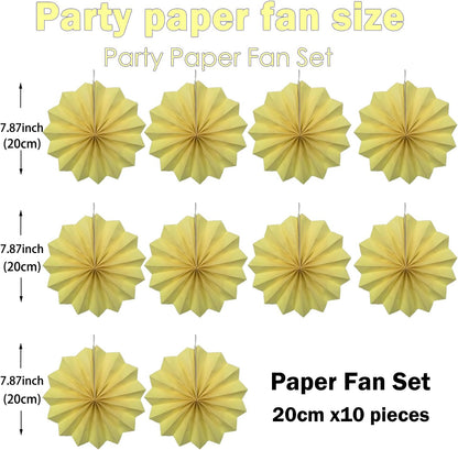Yellow Hanging Paper Fans,Yellow Accessories Paper Decorations for Party,Color Party