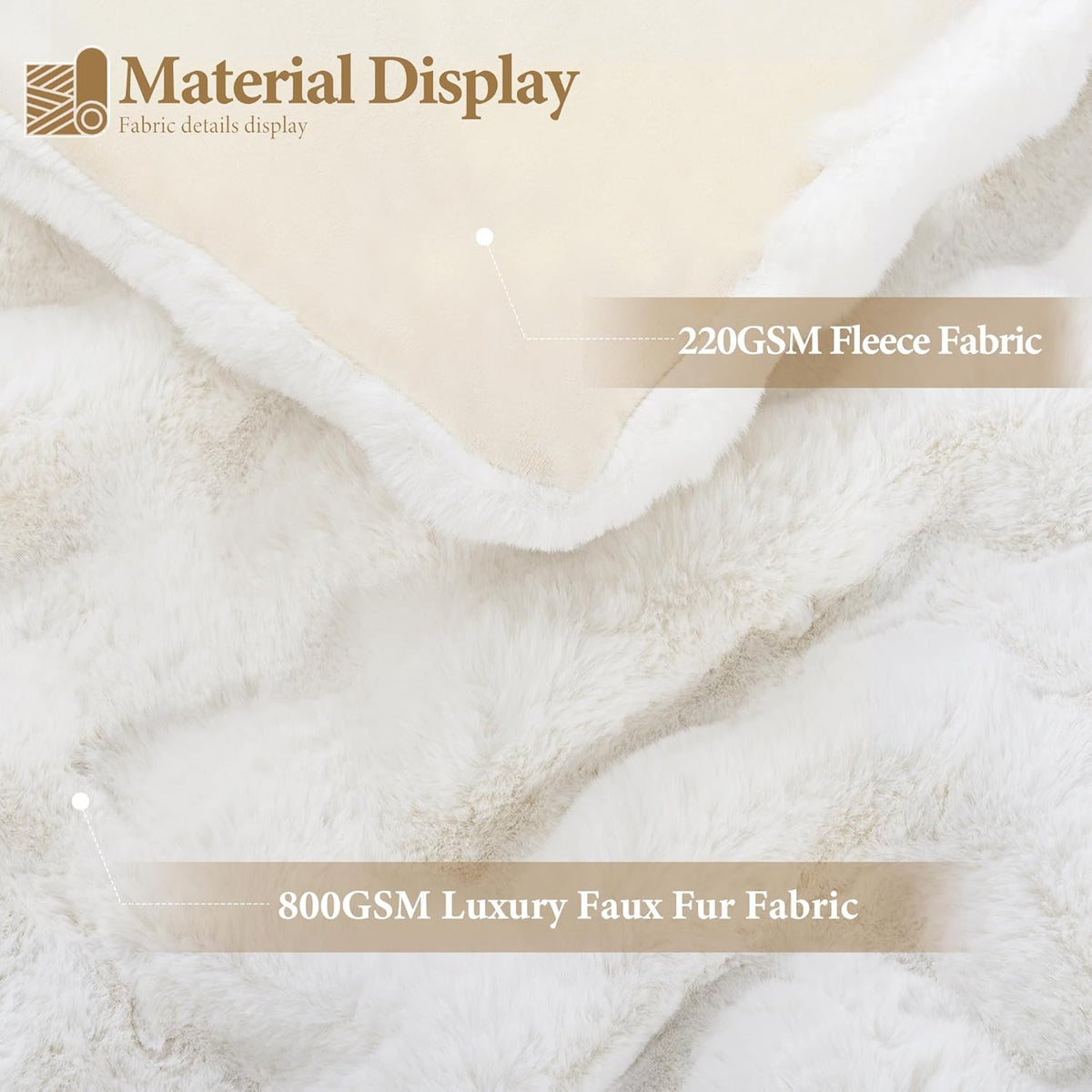 Touchat Luxury 1000GSM Faux Rabbit Fur Throw Blanket, Super Heavy Warm Cozy Blankets for Couch Bed