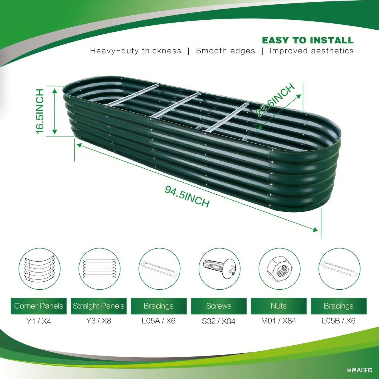 Gardmax Galvanized Raised Garden Bed, Lightweight Planter Boxes Outdoor with Easy Assembly, Large