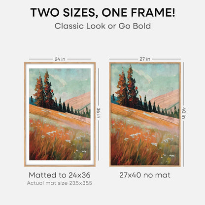 Homeforia Wood Poster Frame 27x40, High End Natural Oak 27 x 40 Large Picture Frame with Mat 24 by