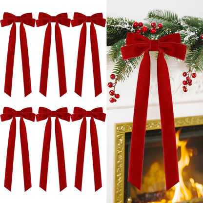 Senjie Velvet Large Christmas Bows for Staircase Garland Wreath, 20in x 8in Vintage Ribbon Bows
