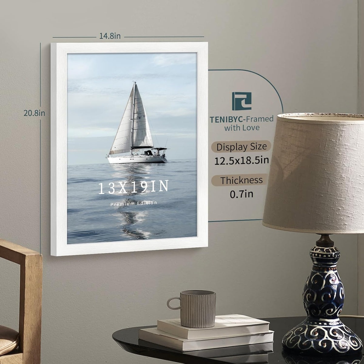 13x19 Picture Frame 3 pk, Textured White Solid Wood Poster Frame, HD Tempered Glass, Wall Gallery