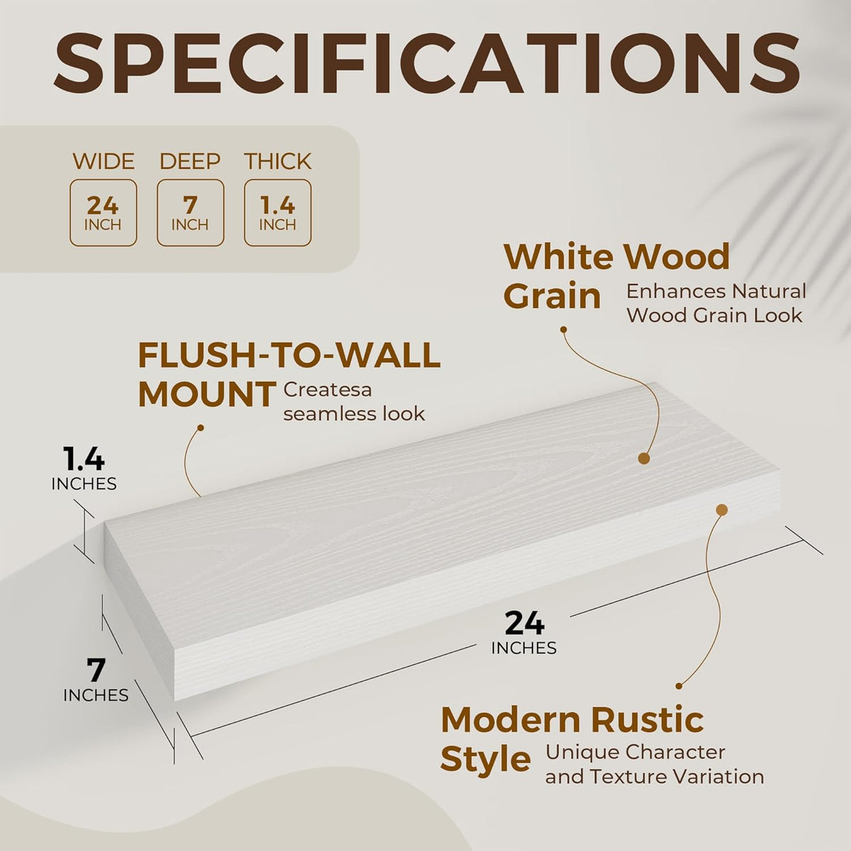 24 inch Floating Shelves Long Floating Shelves for Wall Large Wall Mounted Shelves with Invisible