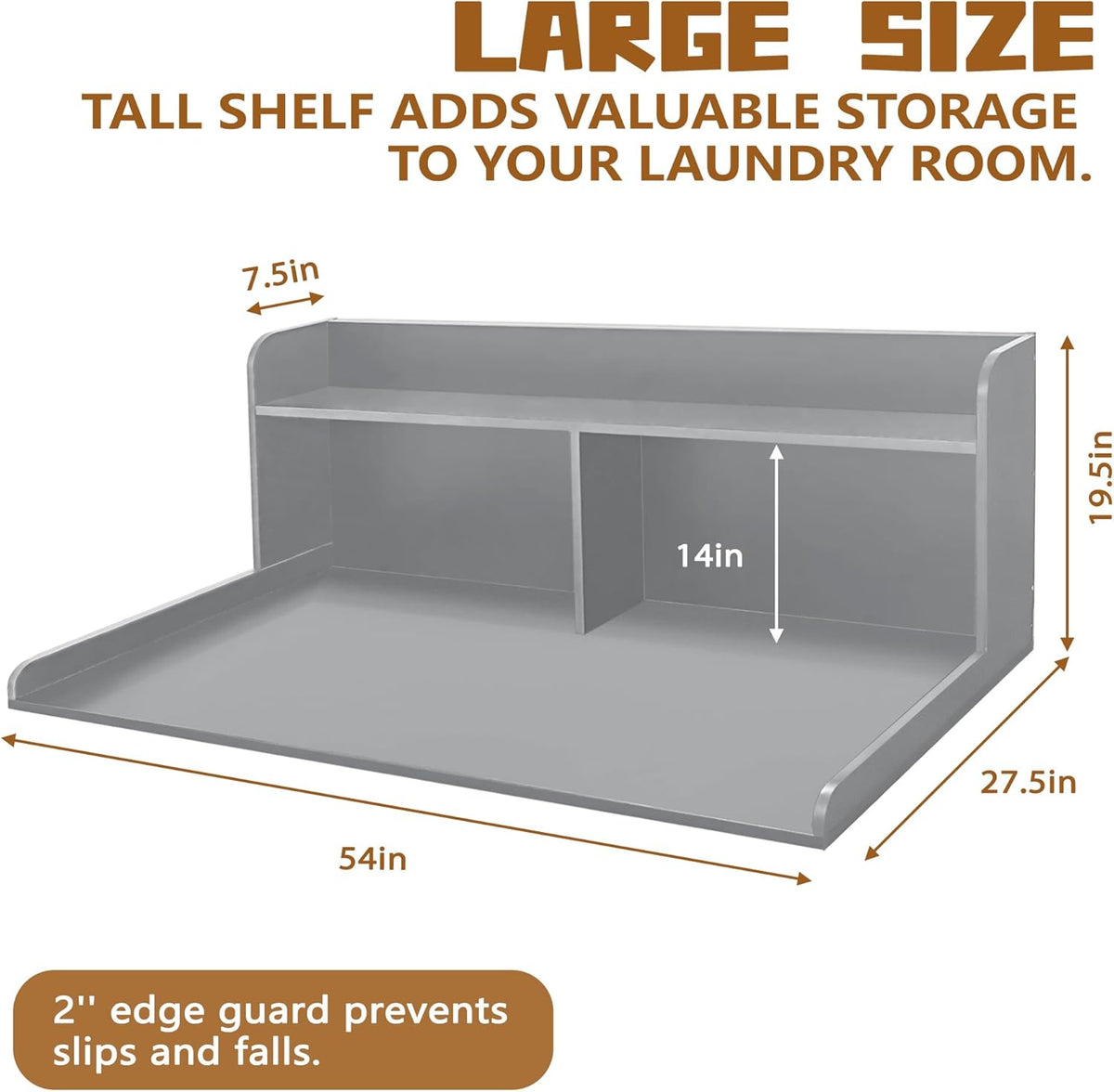 Royxen 2-Tier Washer Dryer Countertop,19.5"H Wood Washer and Dryer Topper with Storage