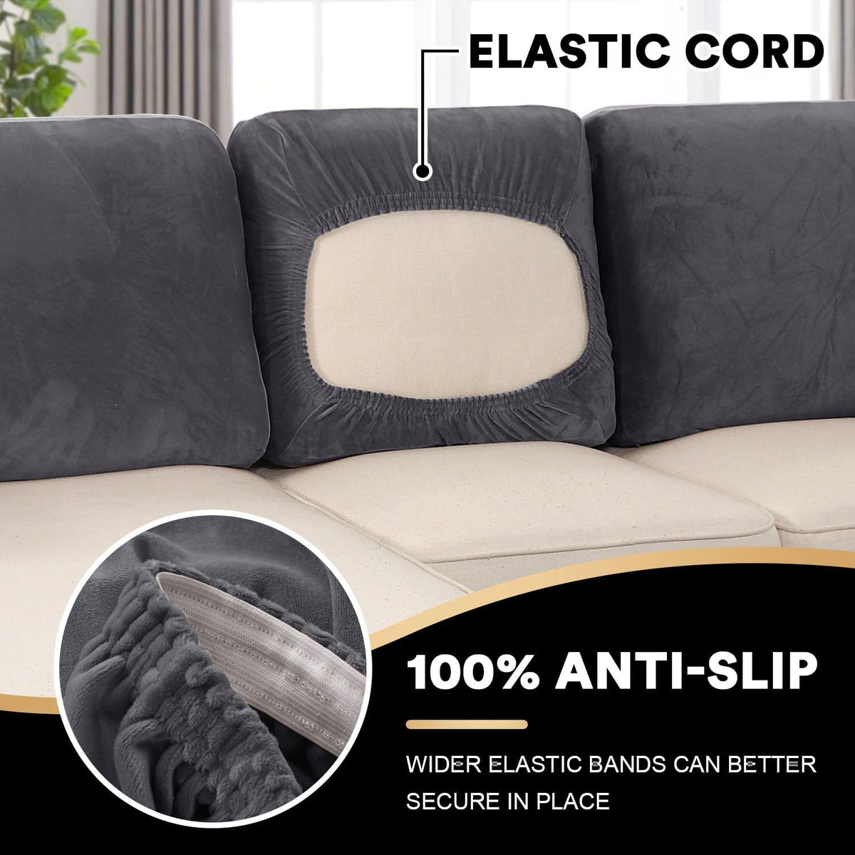 PrinceDeco Sectional Couch Covers Velvet Cushion Covers for Sectional Couch Washable Cushion Covers