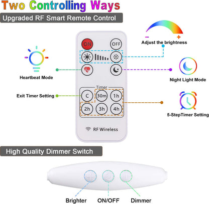 Rainbow Fairy String Curtain Lights with Remote, Twinkle LED Icicle Rainbow Lights Curtain for