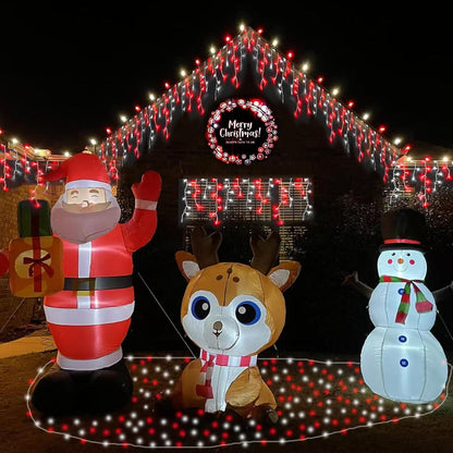 YEGUO 33ft 400 LED Red and White Icicle Lights Outdoor Waterproof, 80 Drops Icicle String Lights