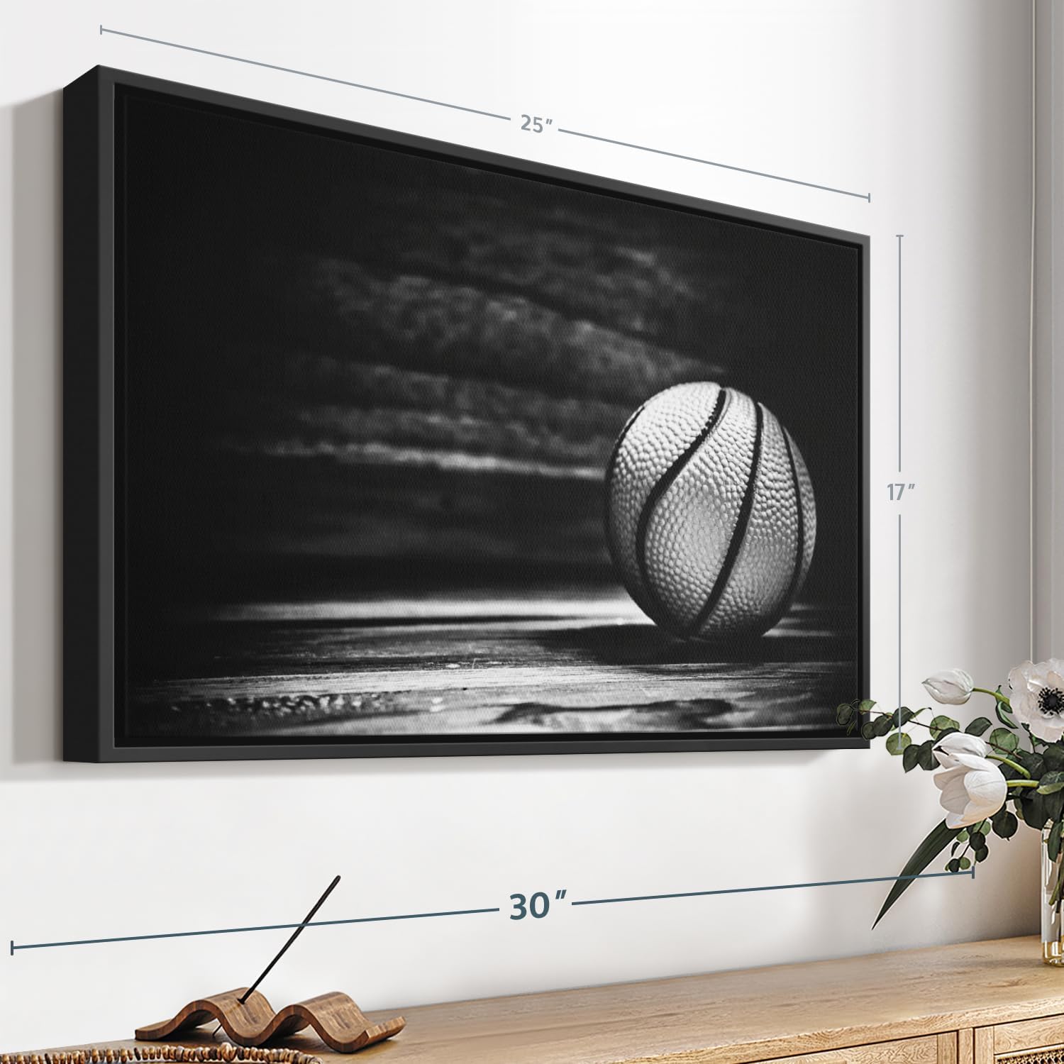 ElephantStock Basketball Wall Art - Horizontal Framed Canvas - 1-Piece Hallway Wall Decor