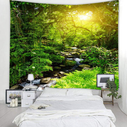 Llamazing Forest Tapestry - Home Decor Landscape for Living Room & Bedroom (Forest Creek
