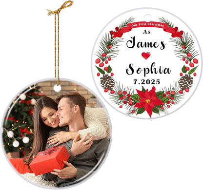 Personalized Our First Christmas Married Ornament 2025, Just Married Christmas Ornament as Mr and