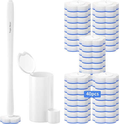 Disposable Toilet Bowl Brush with 40 Toilet Wand Refills, Toilet Bowl Cleaner Wands, Toilet