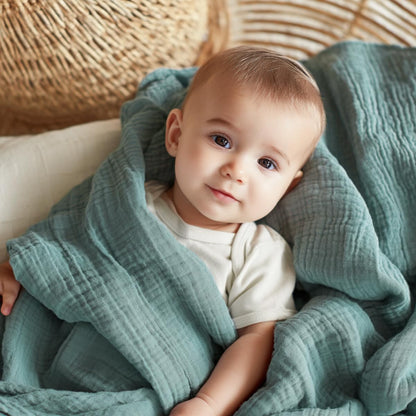 EMME Muslin Baby Blankets 100% Cotton 4-Layer Swaddle 40"x50" Lightweight Soft Breathable for