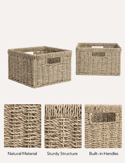 StorageWorks Wicker Storage Baskets, Large and Small Baskets, Handwoven Seagrass Basket for