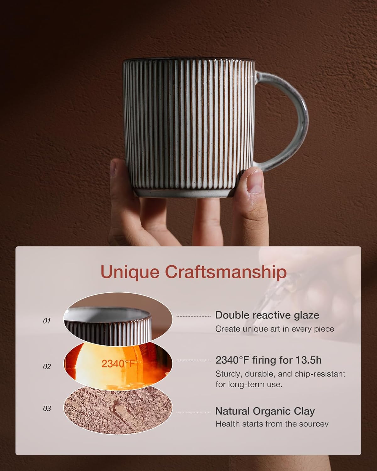 famiware Coffee Mug Set for 6, Star 12 oz Catering Mugs Cup Set with Handle for Coffee, Tea, Cocoa