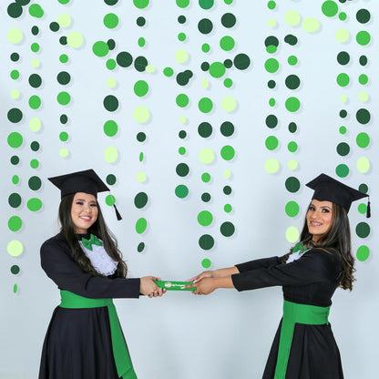 Green Party Decorations Ombre Green Circle Dots Garland Hanging Paper Polka Dot Streamer for