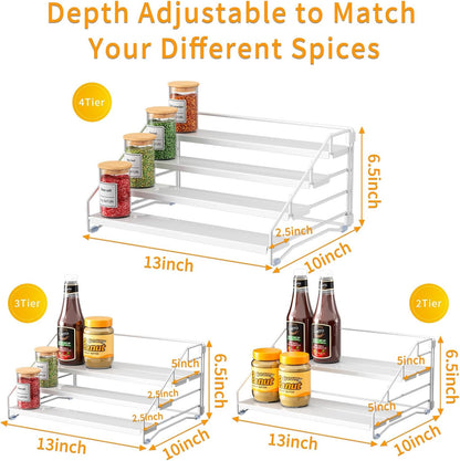 RCHYFEED Spice Rack Organizer for Cabinet, 4 Tier Spice Organization for Cabinet Depth