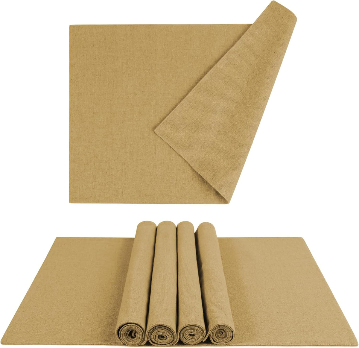 MANSPHIL Cloth Placemats Set of 6, Double Layer Faux Linen Place Mats Heat Resistant Washable Table