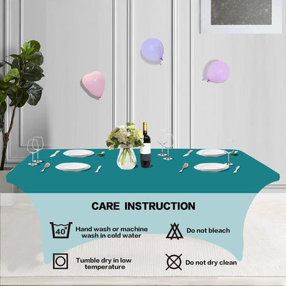 IVAPUPU 2 Pack 4FT Table Cloth for Rectangular Fitted Events Stretch Lake Blue Table Covers