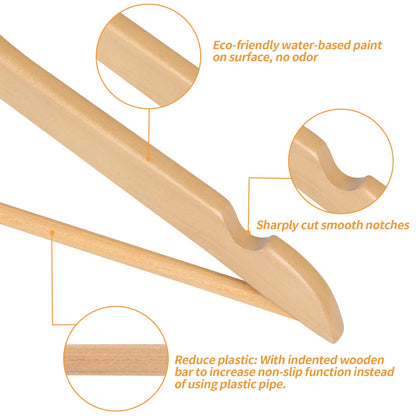Amazon Basics Wood Suit Clothes Hangers for Closet Organizer, Natural, 20-Pack