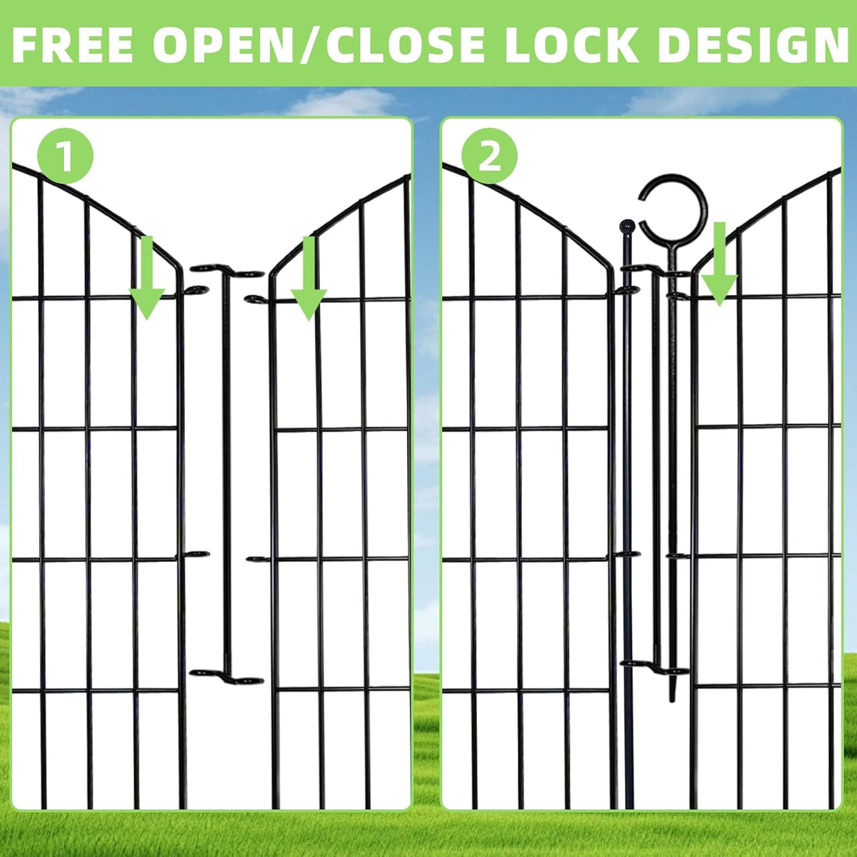 Decorative Garden Fence 40in (H) x12ft (L), 5 Pack No Dig Fence Animal Barrier for Dog with Lock