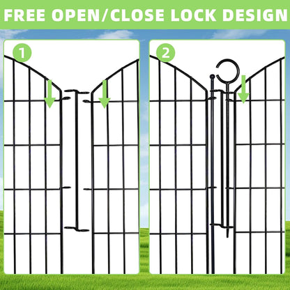 Decorative Garden Fence 40in (H) x12ft (L), 5 Pack No Dig Fence Animal Barrier for Dog with Lock