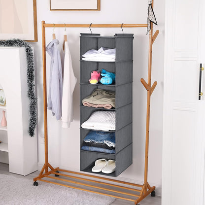 MAX Houser 6 Tier Shelf Hanging Closet Organizer, Closet Hanging Shelf with 2 Sturdy Hooks for