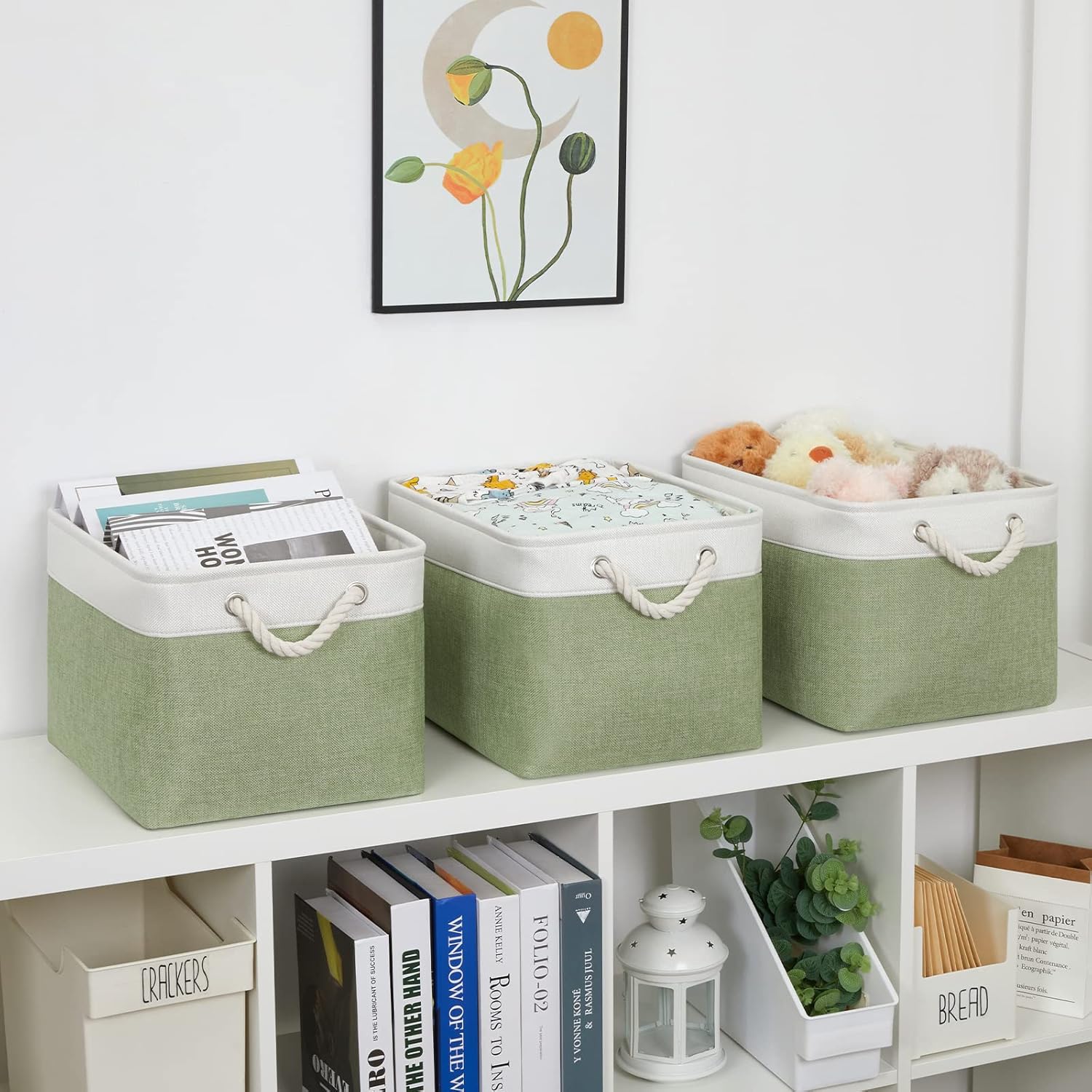Bidtakay Large Fabric Baskets for Organizing [3-pack] Closet Organizers and Storage Baskets for