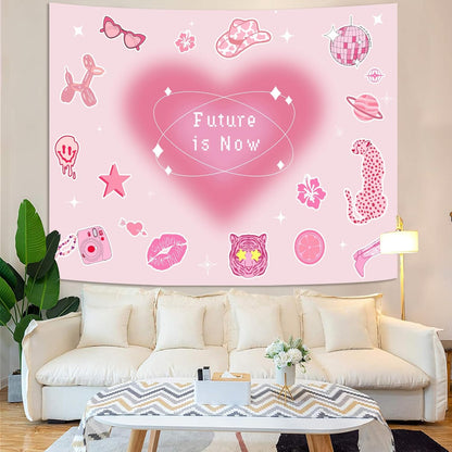 Lunerfex Y2K Tapestry Pink Wall Tapestry, Cute Tapestries for Bedroom Funny Tapestries Wall Hanging