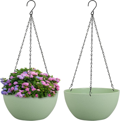 8 inch Small Hanging Planters Plant Pots for Indoor Outdoor Plants, 2 Pack Hanging Flower Pots with