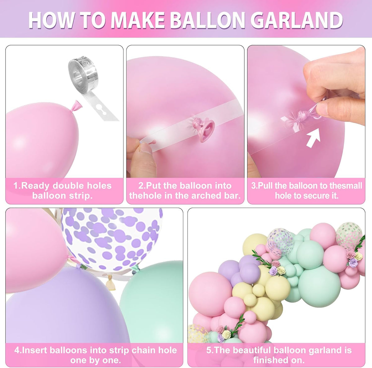 Amandir 153pcs Pastel Balloons Garland Arch Kit, Different Sizes 18 12 10 5inch Pastel Pink Yellow