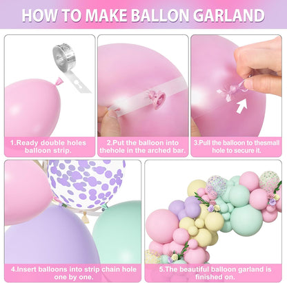 Amandir 153pcs Pastel Balloons Garland Arch Kit, Different Sizes 18 12 10 5inch Pastel Pink Yellow