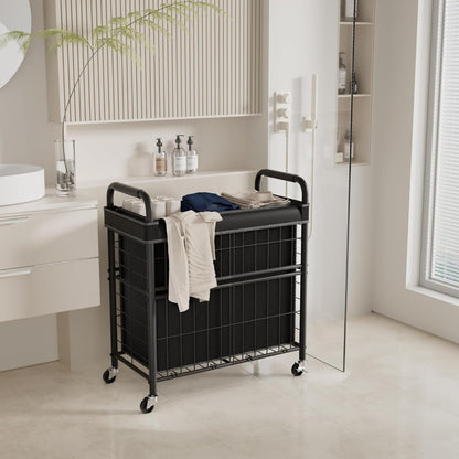 Laundry Hamper 3 Section, 145L Rolling Laundry Sorter Basket with Wheels, 3 Compartment Clothes