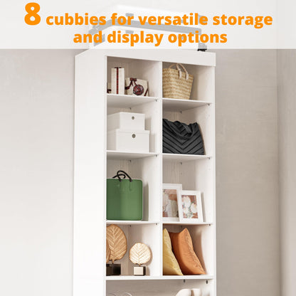 IRONCK Tall Shoe Storage Cabinet with Adjustable Shelves and Cubbies, White
