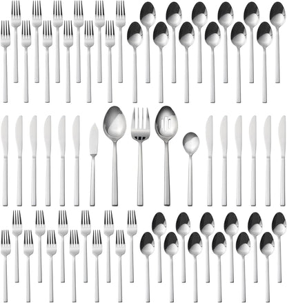 Alata Cube 65-Piece Forged Stainless Steel Flatware Set Cutlery Set with Utensil-Serving Set