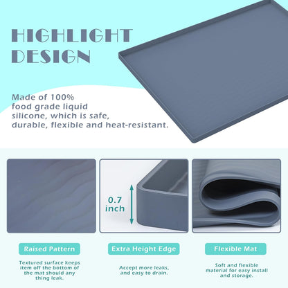 URMONA Waterproof Silicone Under Sink Mat 31'' x 22'' Shelf Liner for Kitchen and Bathroom, Cabinet