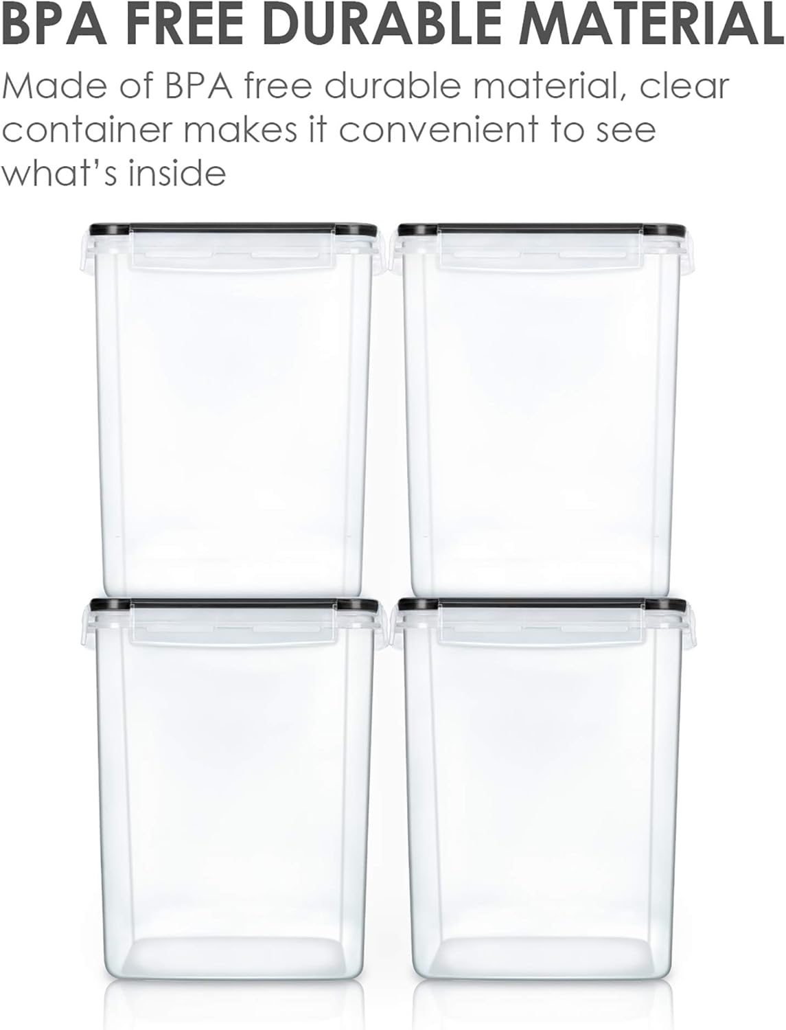 Vtopmart 4 PCS Large Food Storage Containers 5.2L / 175oz, 4 Pieces BPA Free Plastic Airtight